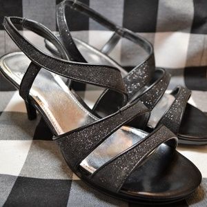 Black Glitter Strapped 3" Heel